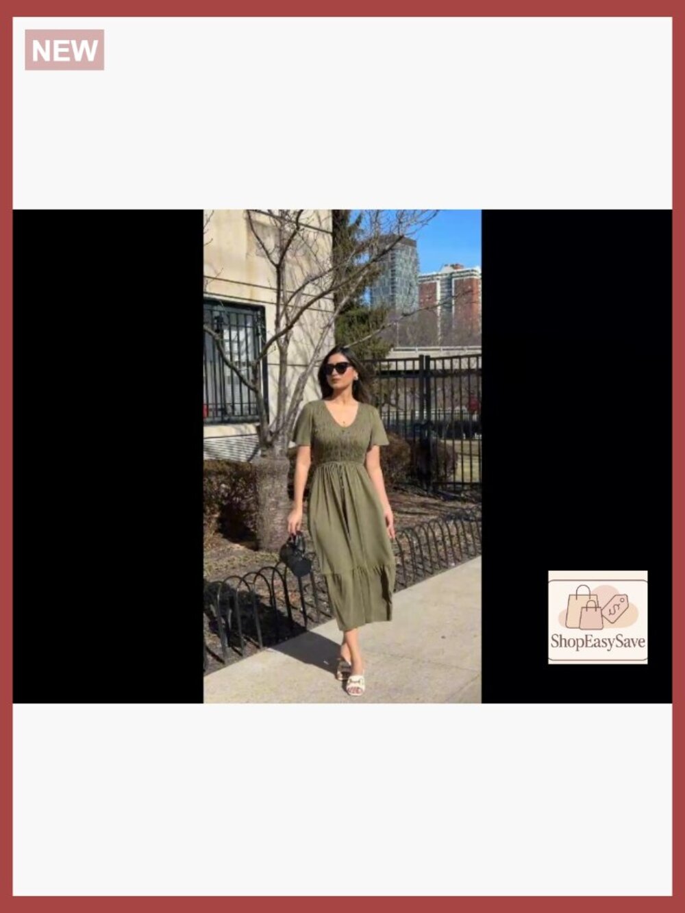 Boho Maxi Dress with Pockets Smocked Waist Flowy Tiered Summer Casual - Picture 7 of 7